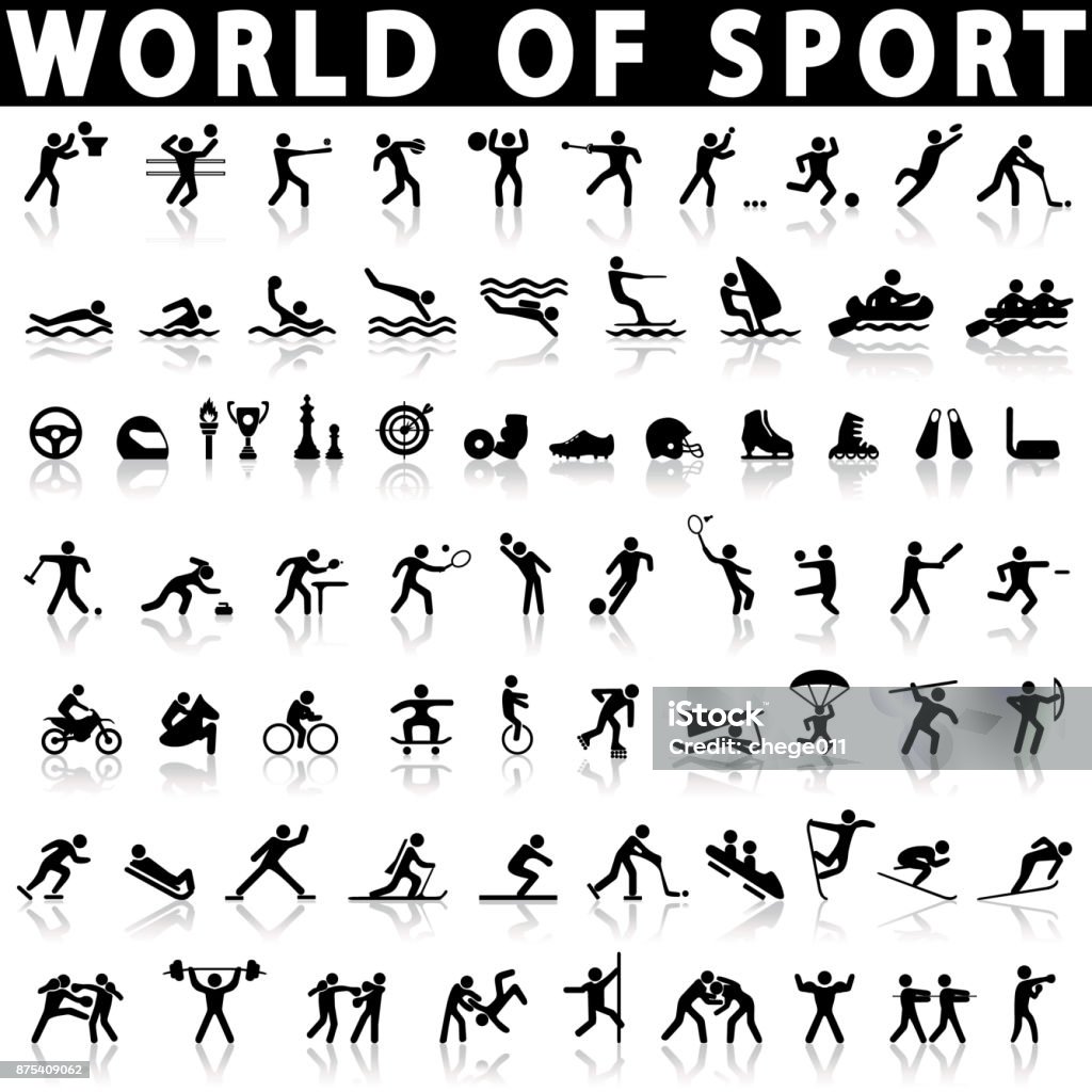 sports icons set. sports icons set on a white background with a shadow Icon Symbol stock vector