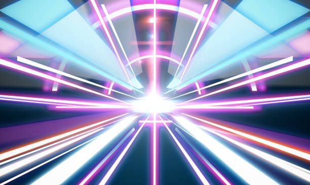 istock Glowing futuristic tunnel background 875409766