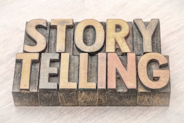 istock storytelling word abstract in wood type 875422798