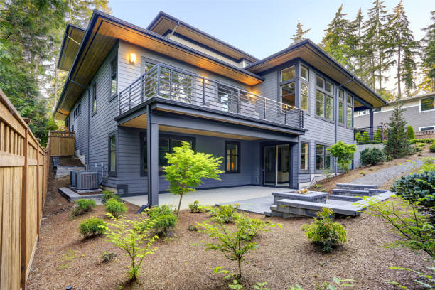 istock New modern home features a backyard with patio 875423300