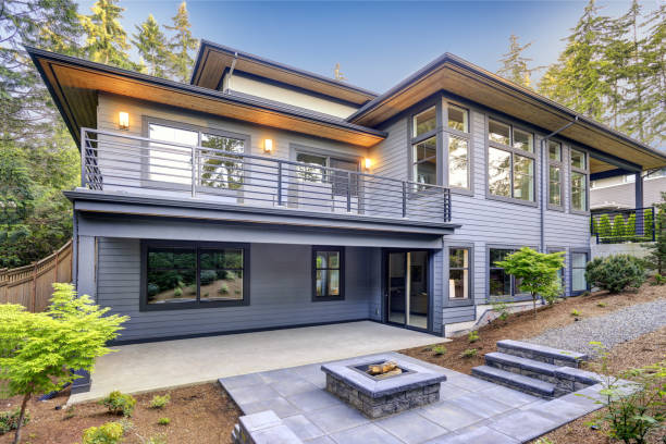 istock New modern home features a backyard with patio 875426624