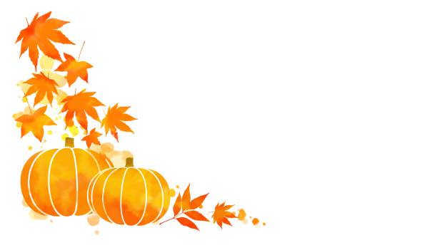 istock Pumpkin and autumn leaves corner frame 875426684