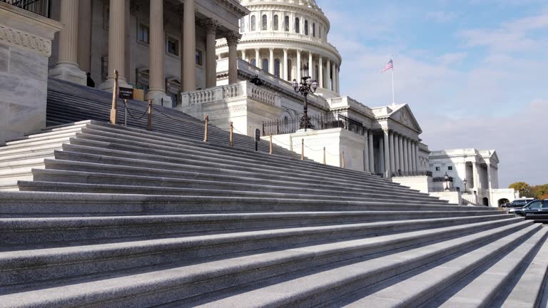 U.S. House of Representatives and U.S. Capitol Building East Facade in Washington, DC - 4k/UHD