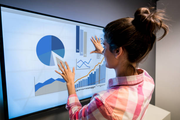 istock Young woman at the office practicing a presentation looking at the screen 875430190