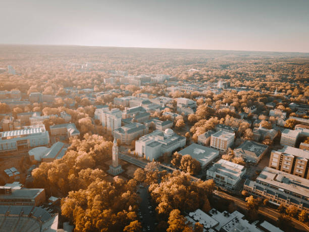 Aerial shot of UNC Campus Aerial shot of UNC Campus helicopter photos stock pictures, royalty-free photos & images