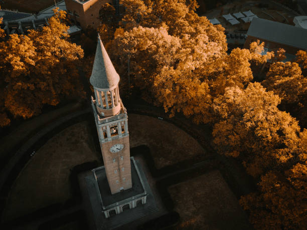 photo aérienne de unc campus - chapel hill photos et images de collection