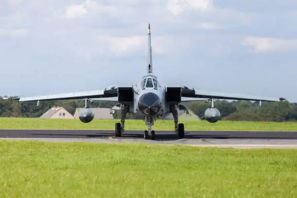 german jet fighter drives on military airbase