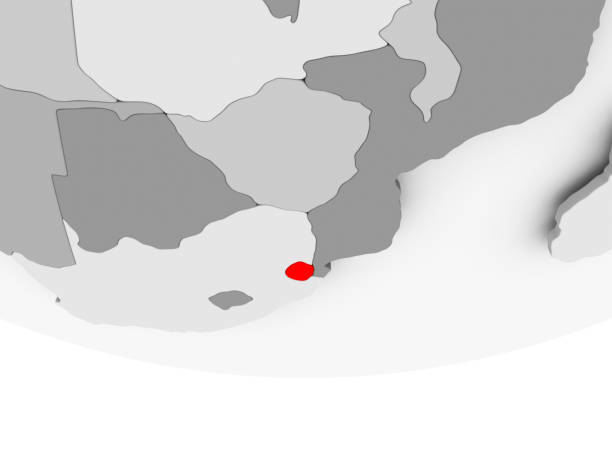 istock Map of Swaziland on grey political globe 875454804