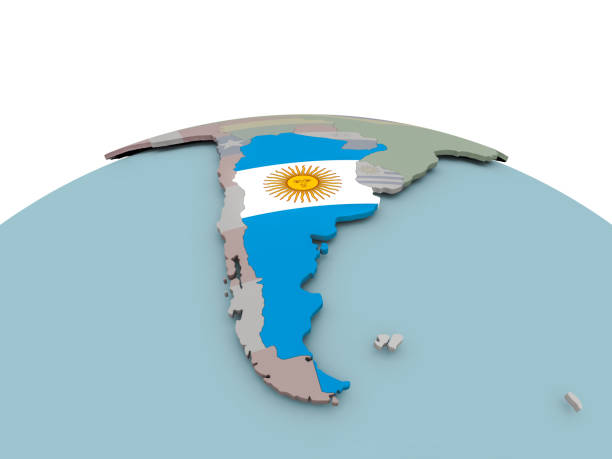 istock Political map of Argentina on globe with flag 875455240