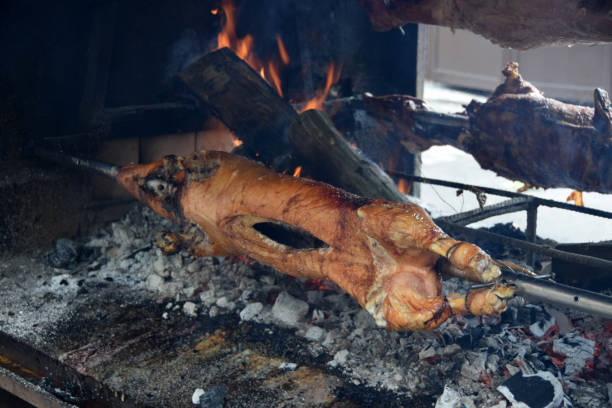 istock Almost ready roasted pork on the barbecue 875458492