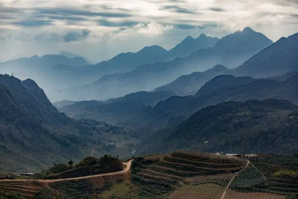 Photo of beautiful land scape of mountain range in sapa most popular traveling destination in northern of vietnam