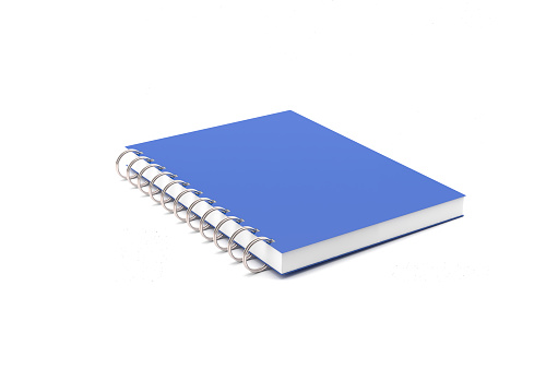 Blue Work Book Isolated on White Background. With Clipping Path