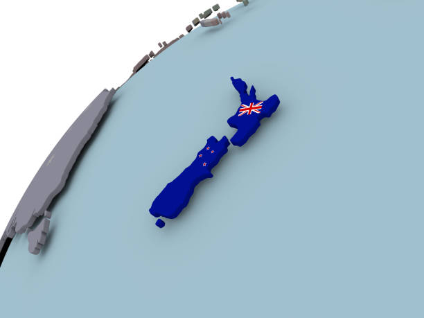 istock Map of New Zealand with flag 875467968