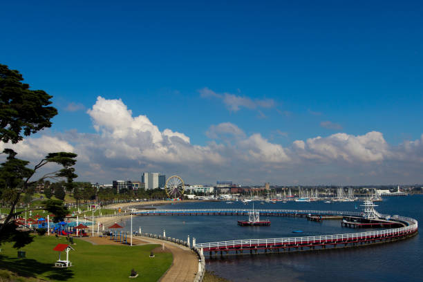 A bayside swimming pool enclosure A bayside swimming pool enclosure Victoria Bay stock pictures, royalty-free photos & images