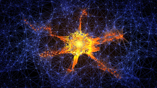 istock Abstract microscopic view of glowing 3D rendering wireframe neurones within the brain 875493430