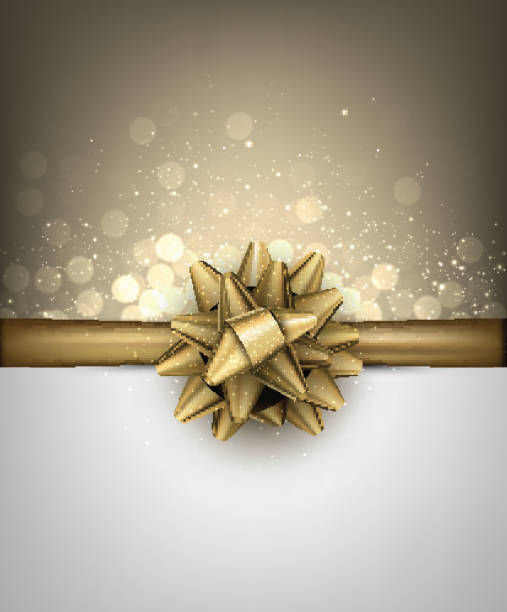 黄金の弓と光沢のある休日の背景。 - christmas backgrounds gift bow点のイラスト素材／クリップアート素材／マンガ素材／アイコン素材
