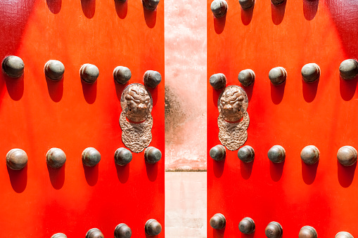 red palace door in beijing forbidden city
