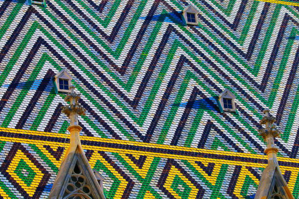Above St. Stephen's Cathedral roof, close-up detail pattern – Vienna , Austria