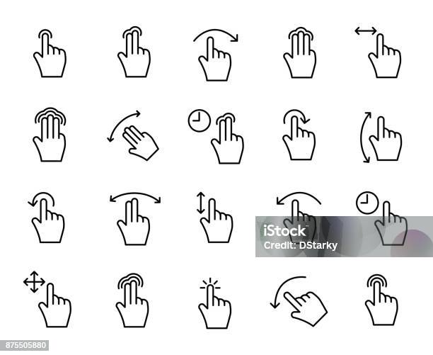 Premium Set Of Gesture Line Icons Stock Illustration - Download Image Now - Smart Card, Icon Symbol, Expertise