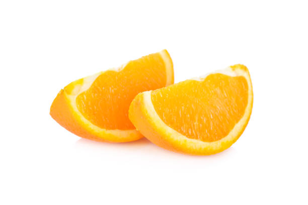 istock slice Navel/Valencia orange on white background 875505888