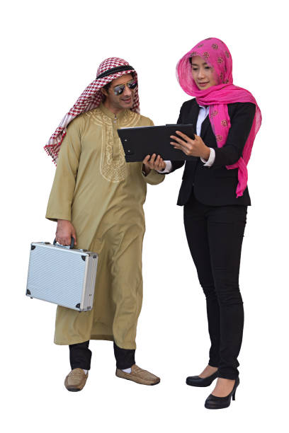 istock Arabic Business Couple Working In Office isolated background with clipping path. 875512124