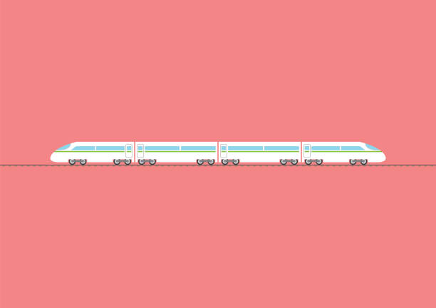 high-speed-zug isoliert auf rotem grund - eisenbahnwaggon stock-grafiken, -clipart, -cartoons und -symbole
