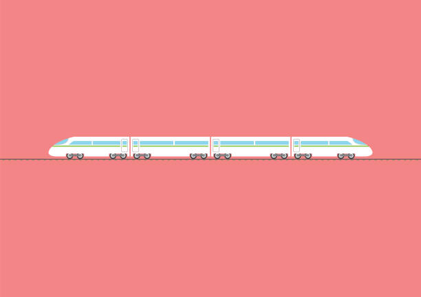 ilustrações de stock, clip art, desenhos animados e ícones de high speed train isolated on red background - high speed train