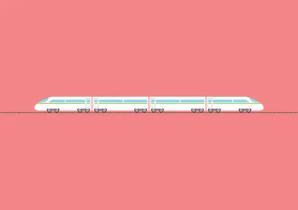 Vector illustration of High speed train isolated on red background