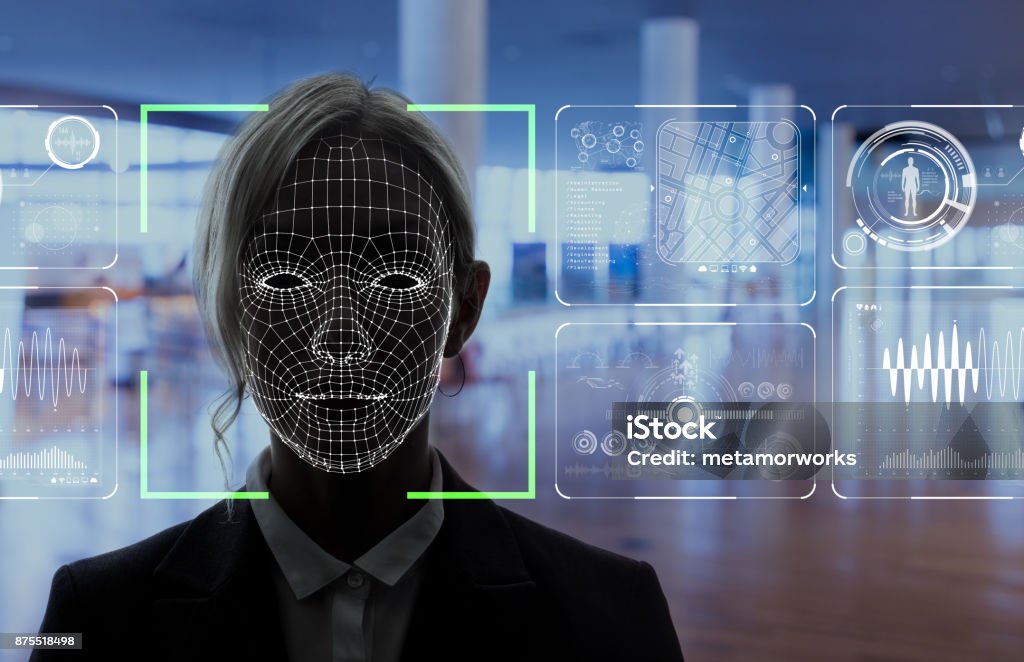 Facial Recognition System concept. Facial Recognition Technology Stock Photo