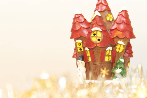 istock Christmas decorations with castle and snowman on white background 875518750