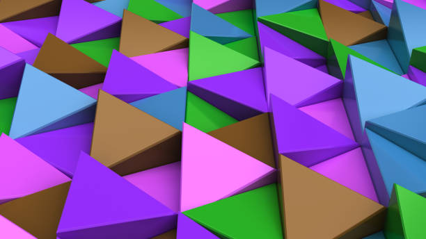 istock Pattern of green, brown, purple and blue triangle prisms 875522076