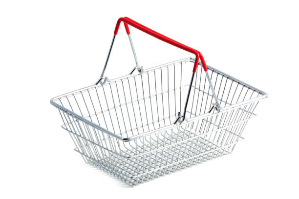 istock Empty Metal Shopping Basket on White Background 875531202