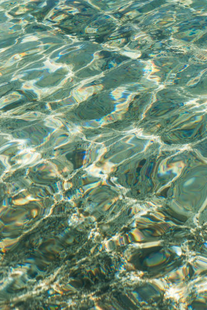 istock Refraction of light in clear water with small waves. Background 875531248