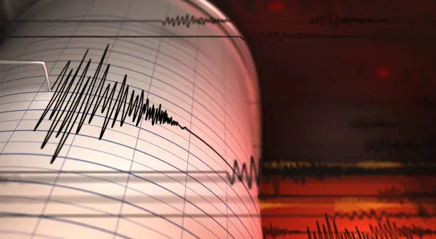 Seismograph and Earthquake - 3D Rendering