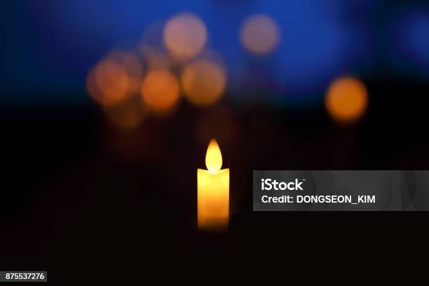 Candle Stock Photo - Download Image Now - Candle, Memorial, Blue Background