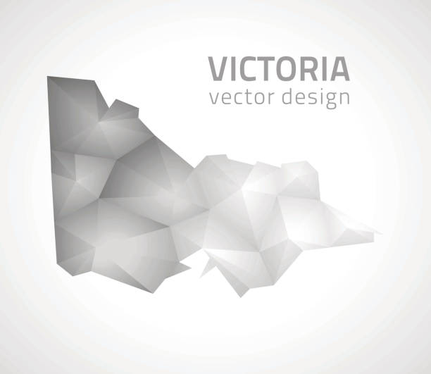 빅토리아 벡터 회색 모자이크 삼각형 현대 지도 - victoria state stock illustrations