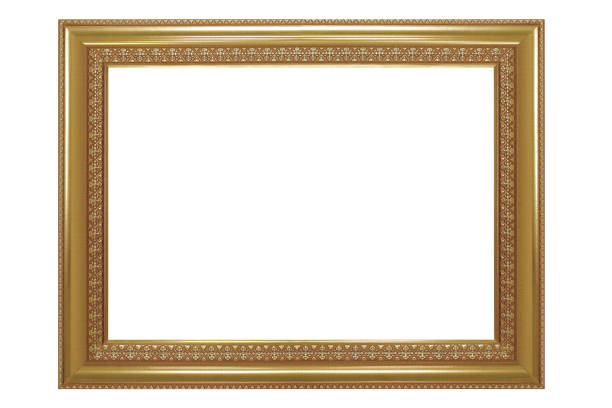 rámeček obrazu izolovaný na bílém pozadí, prázdný starožitný zlatý rámeček pro malování nebo fotografii. - bronz slitina fotky - stock snímky, obrázky a fotky