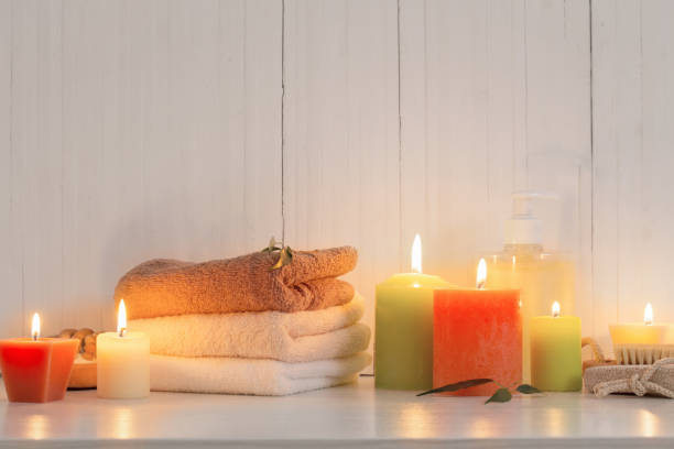 istock Beautiful composition of spa treatment on white background 875541604