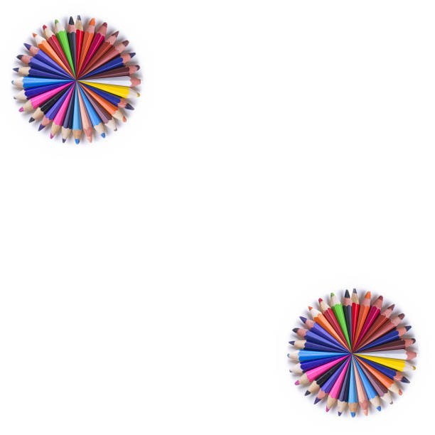 istock Crayons - colored pencil set loosely arranged  on white background. 875558044