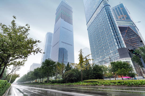 xi'an에 있는 중국의 고층 빌딩 - china xian contemporary built structure 뉴스 사진 이미지
