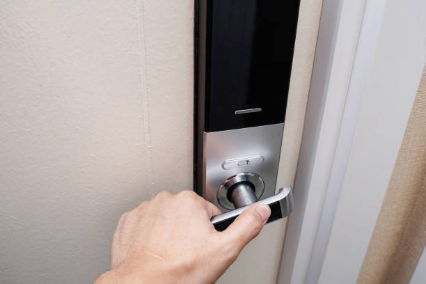 istock the hand touch on electronic key door 875569436