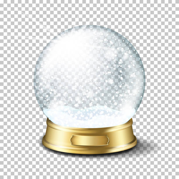 ilustraciones, imágenes clip art, dibujos animados e iconos de stock de realista navidad nieve globo de cristal, aislado. - snow globe dome glass transparent