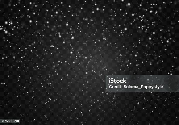 Falling Snow On A Transparent Background Abstract Snowflake Background Fall Of Snow Stock Illustration - Download Image Now