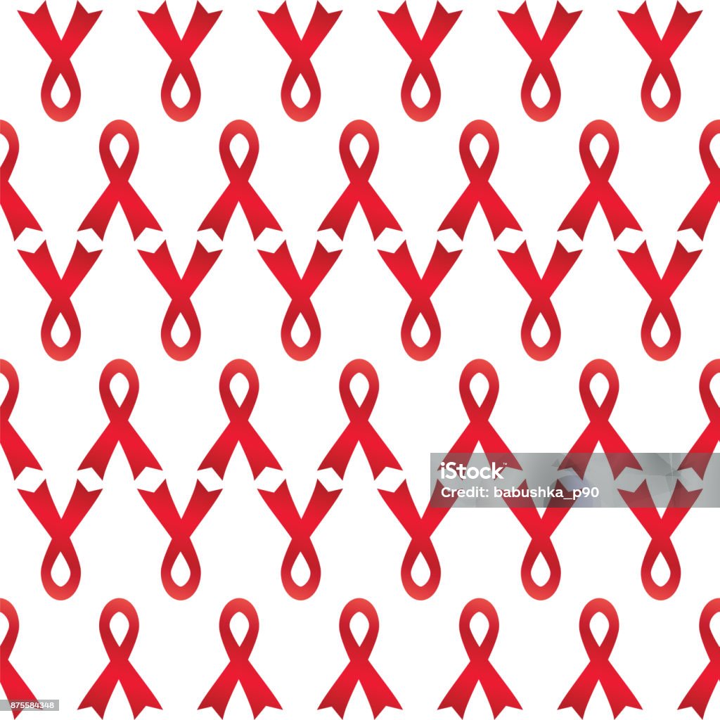 Hiv Ribbon Designs Pattern World Aids Day Concept And Red Hiv Ribbon On White Background ...