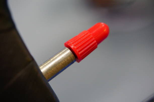 istock Valve wheel bike tire, close up 875587186
