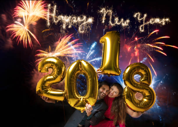 istock Couple is celebrating New year with ballon 