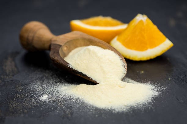 Portion of Orange fruit Powder (selective focus)