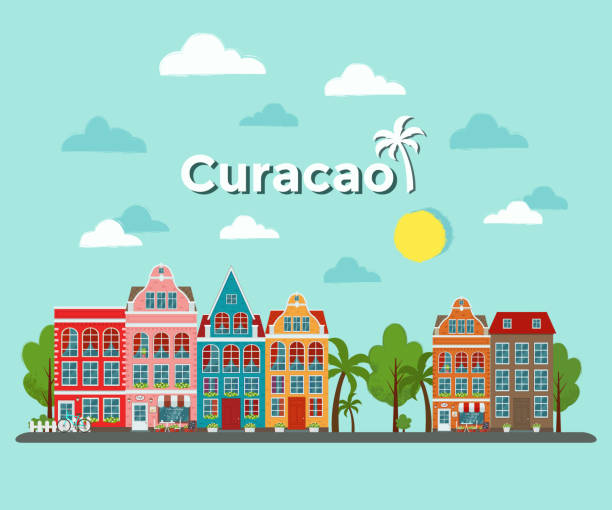 Curacao island vector illustration Flat design leeward dutch antilles stock illustrations