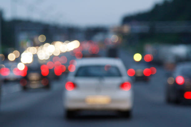 Exceeding speed limit, fast car driving on motorway