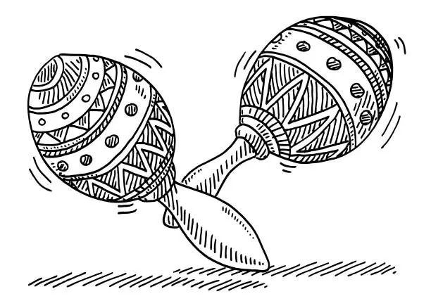 Vector illustration of Maracas Carnival Music Instrument Drawing